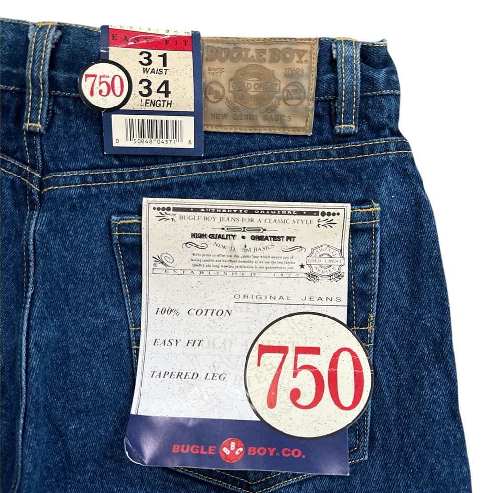 Bugle Boy 750 Men’s Vintage Cotton Easy Fit Tapered Leg Jeans Size 31 NEW - Picture 6 of 12